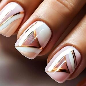 Pink & Gold Press On Nails